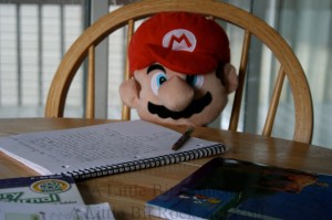Mario doing homework