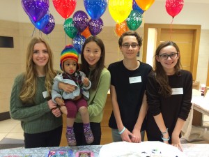 This is a picture of Sarah, newly adopted kid Rachael, Nina, Jared, and Katherine
