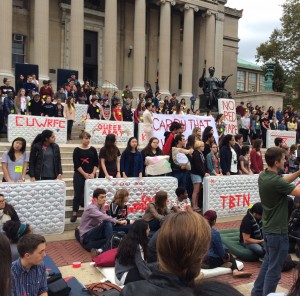 The Rally at Columbia on the Low Steps. 