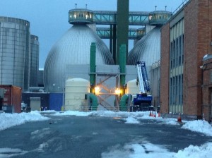 The giant eggs-shaped machines that "digest" sludge.