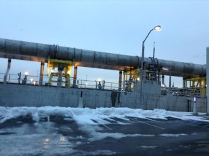 A large pipe in the Newtown Creek Water Treatment Plant. 